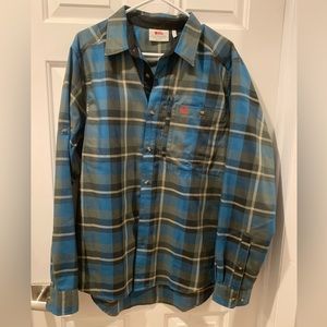Fjallraven Fjallglim Shirt Mens Large Blue Plaid